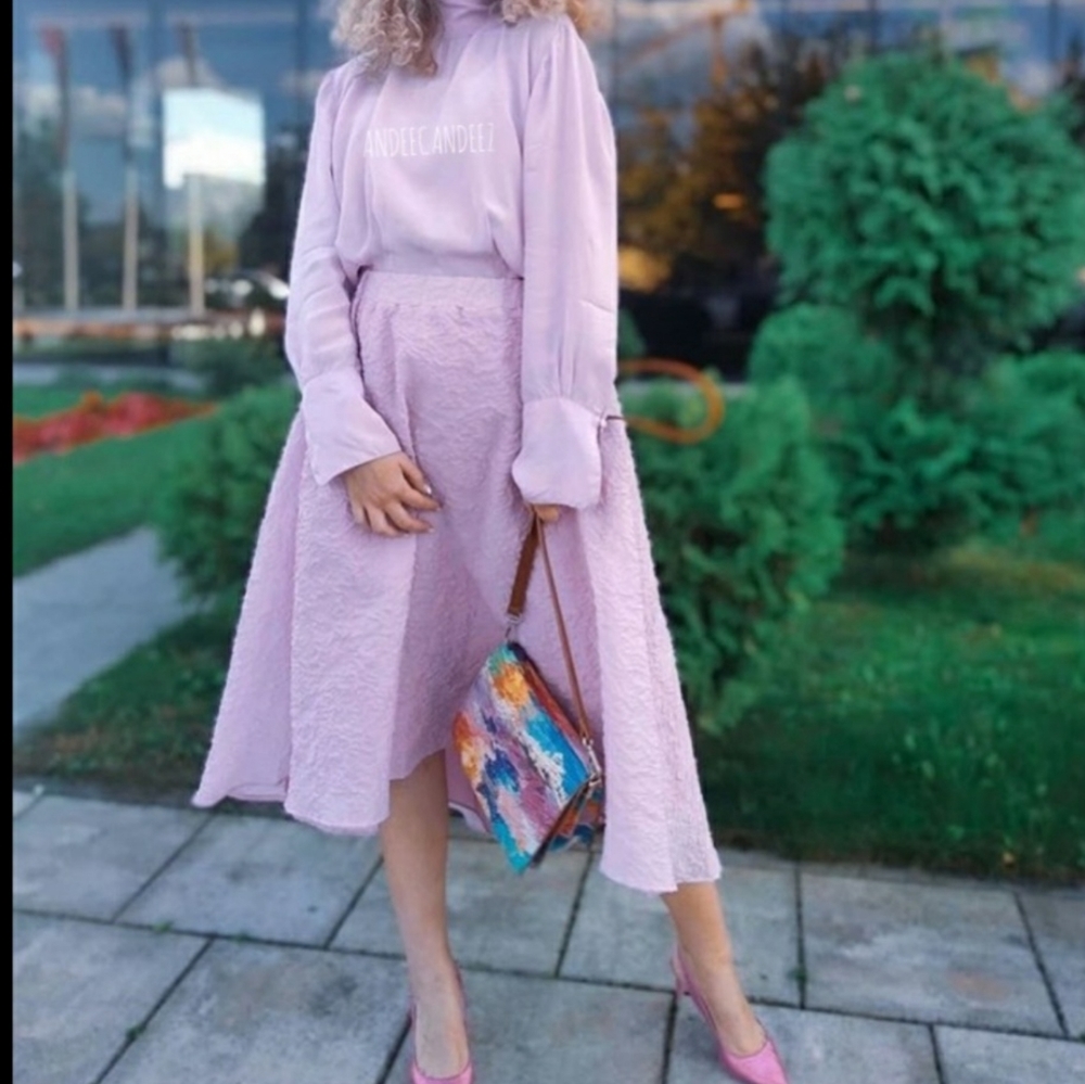 ZARA Limited edition asymmetrical skirt color lilac peplum bloggers favorite - Picture 6 of 16